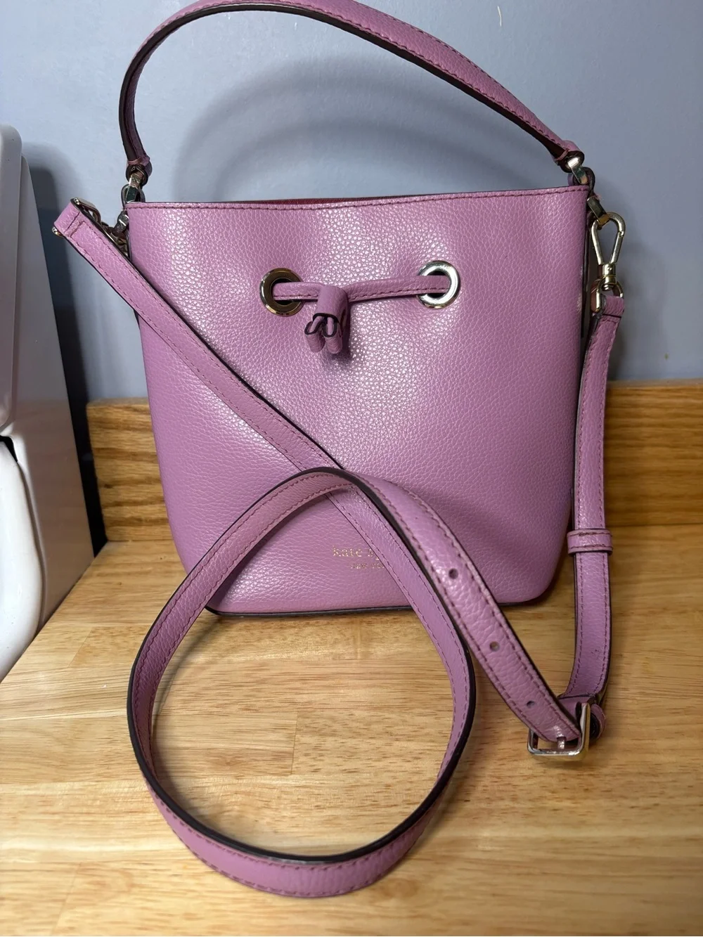 Kate Spade Mauve Pebbled Leather Bucket Bag